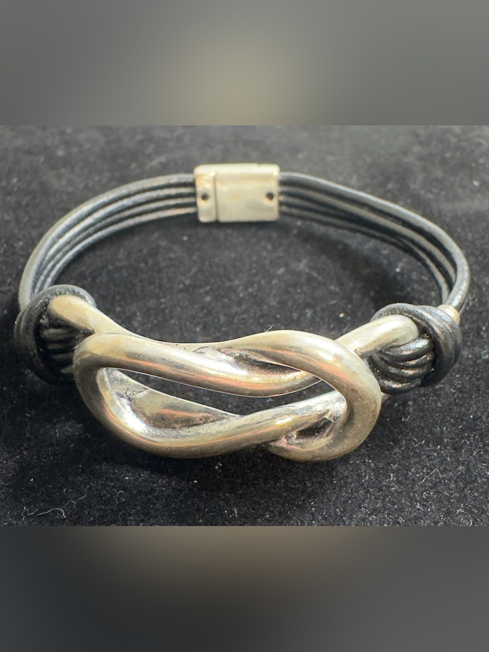 Infinity Love Knot Faux Leather Bracelet / Magnetic Clasp.